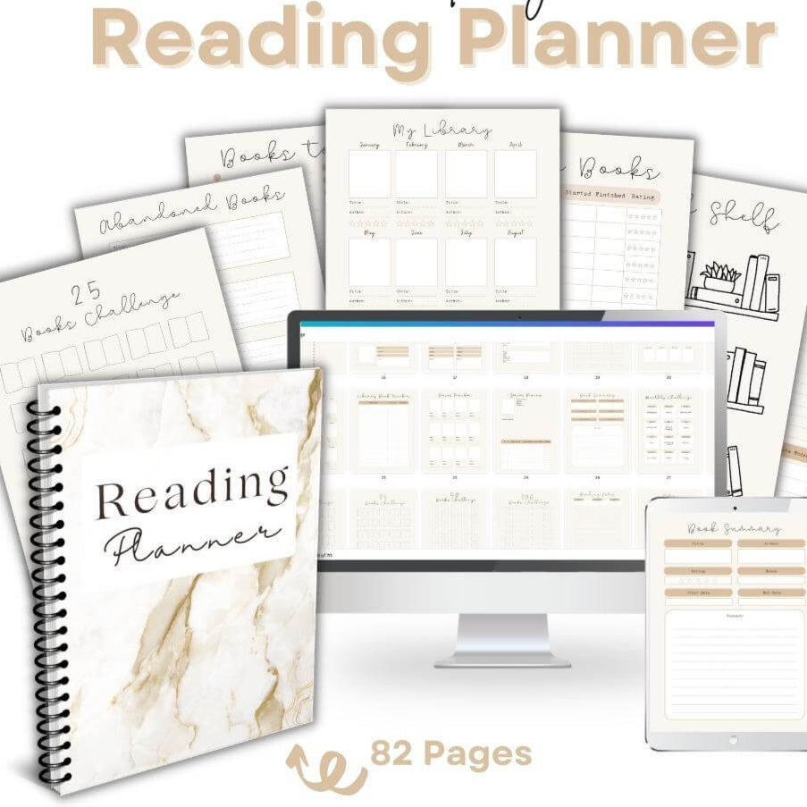 PLR Beige Reading Planner | Editable Book Tracker & Journal