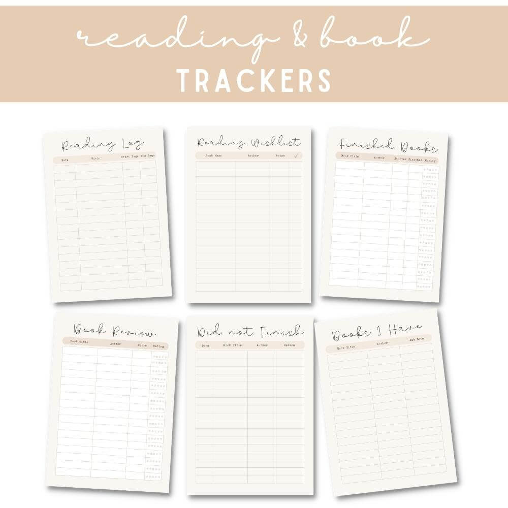 PLR Beige Reading Planner | Editable Book Tracker & Journal
