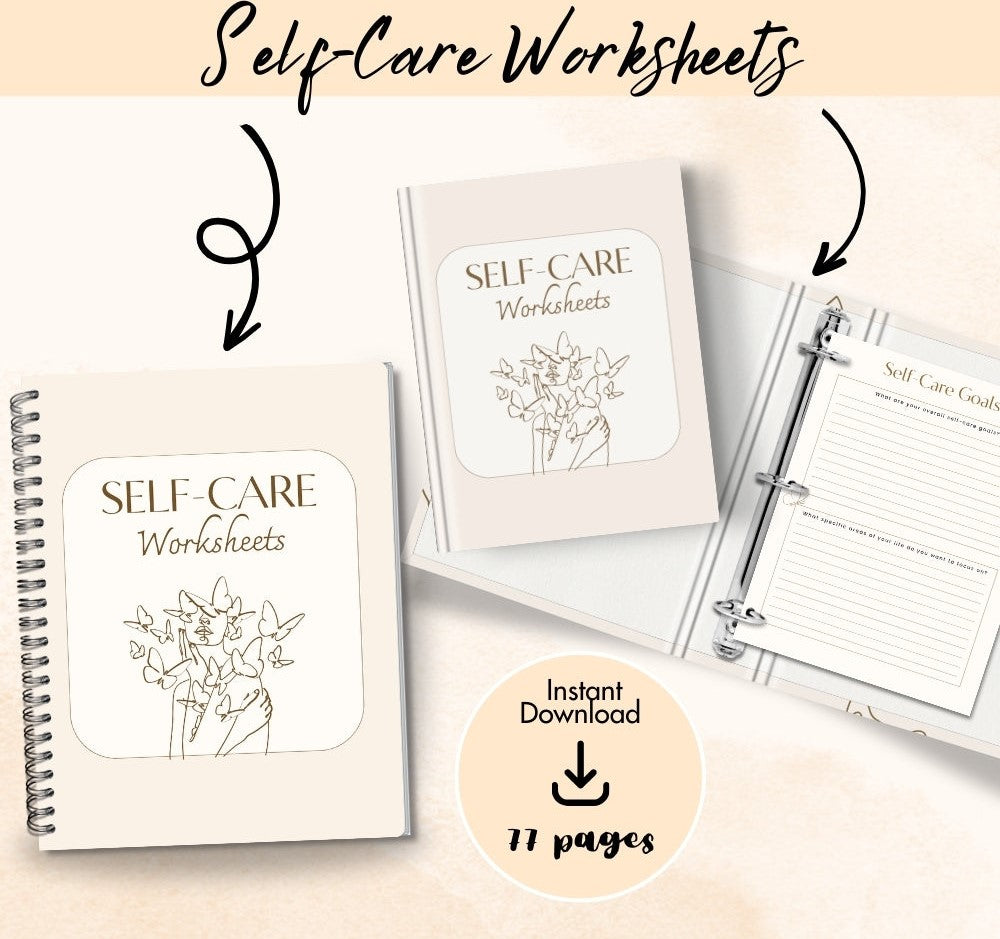 PLR Beige Self-Care Worksheet Set | Journals for self-care | My Store