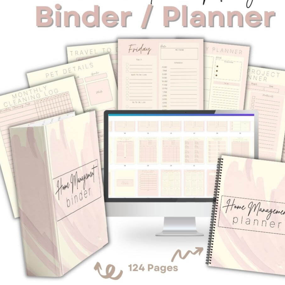 PLR Pastel Home Management Planner | Editable Household Templates