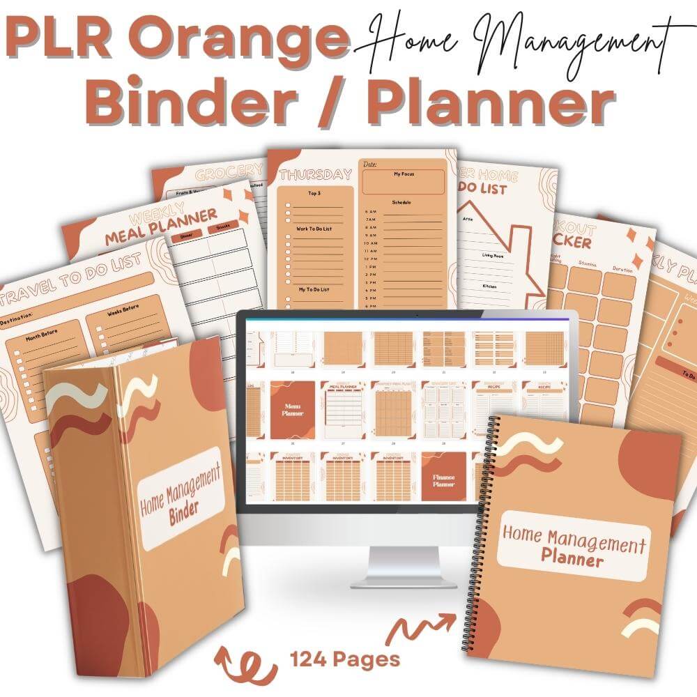 PLR Home Management Planner | Orange Editable Binder Templates
