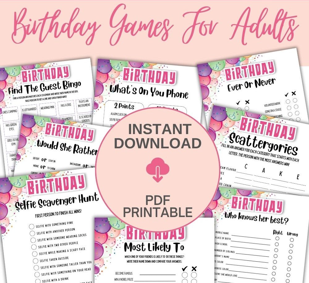 Birthday Games for Adults – 8 Fun Printable Party Games