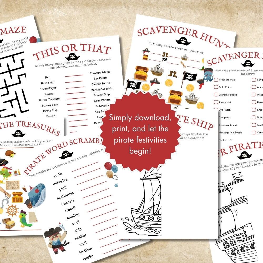 Pirate Birthday Party Game Bundle