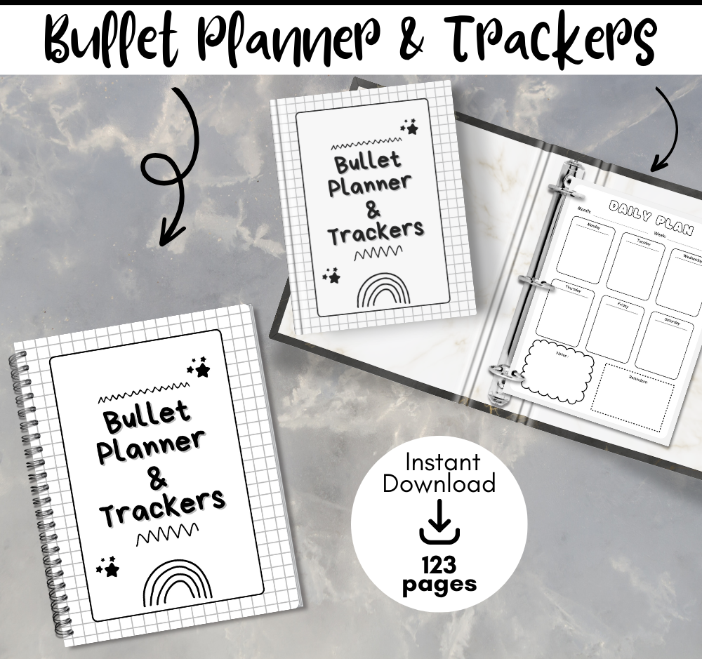 PLR Bullet Planner & Trackers | Editable Productivity Templates