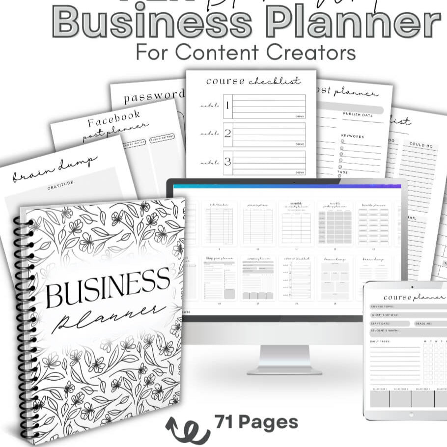 PLR Business Planner for Content Creators | Black & White Templates