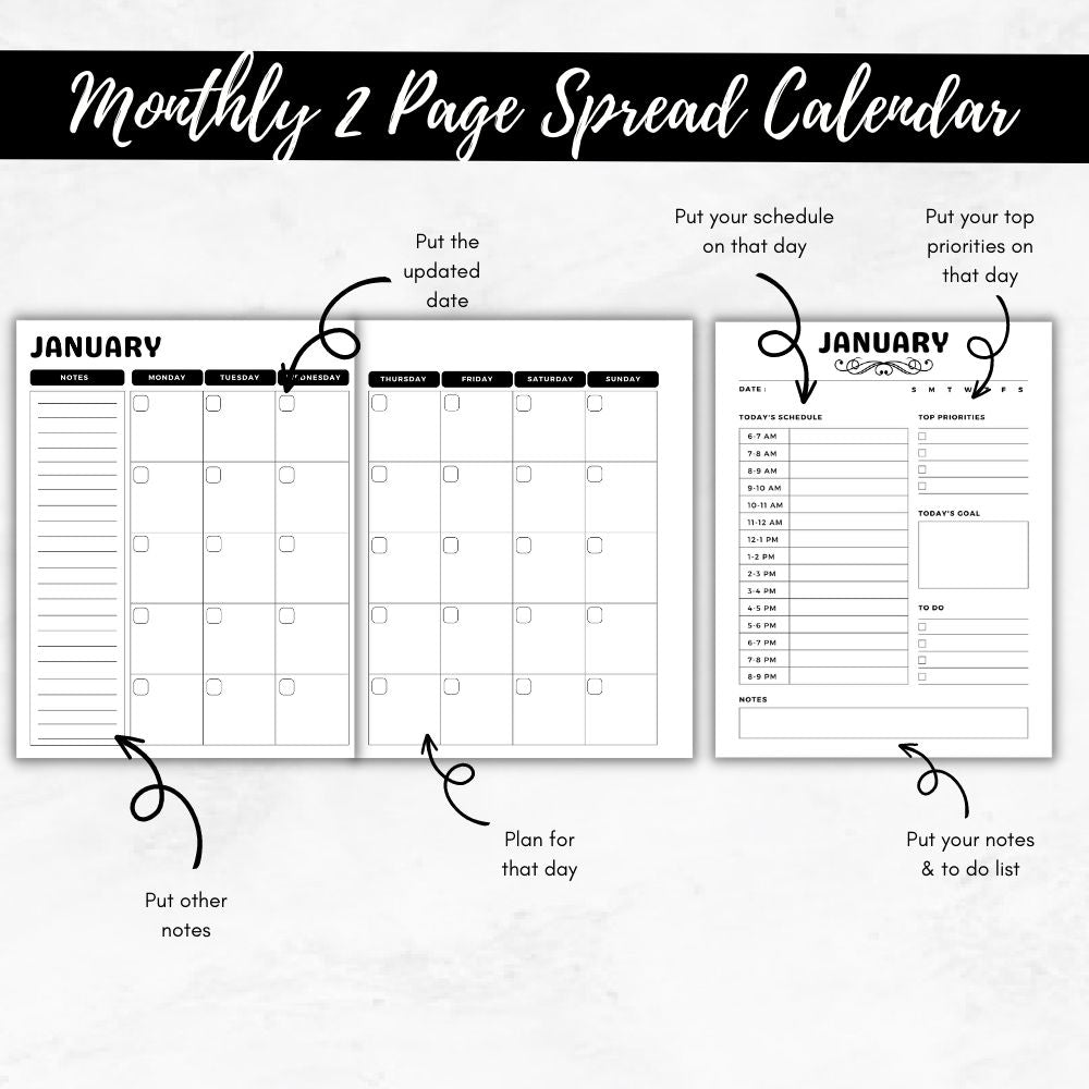 PLR Cleaning & Decluttering Planner | Black & White Templates