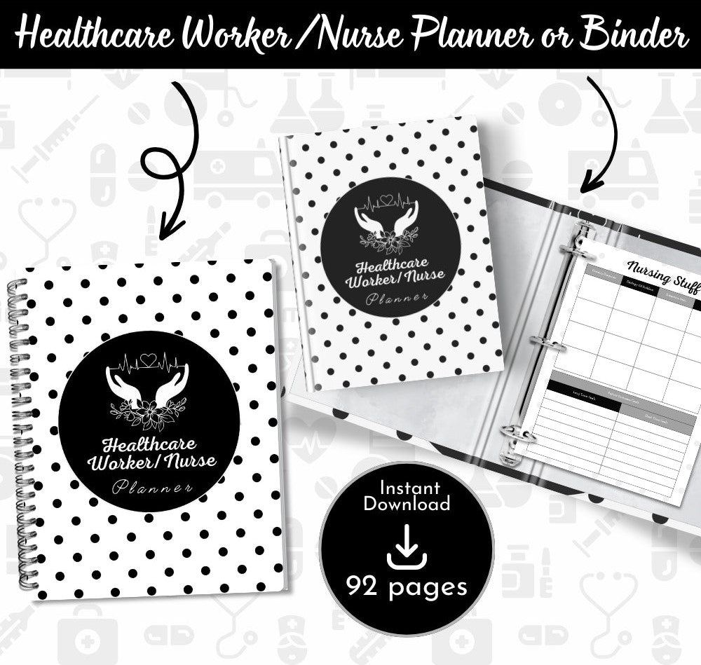 PLR Black & White Healthcare Worker/Nurse Planner | Editable Templates