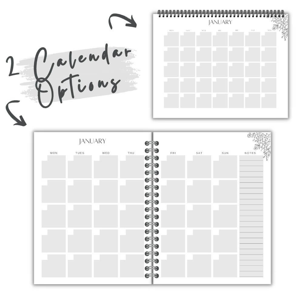 Black & White Self Care Workbook + Matching Planner