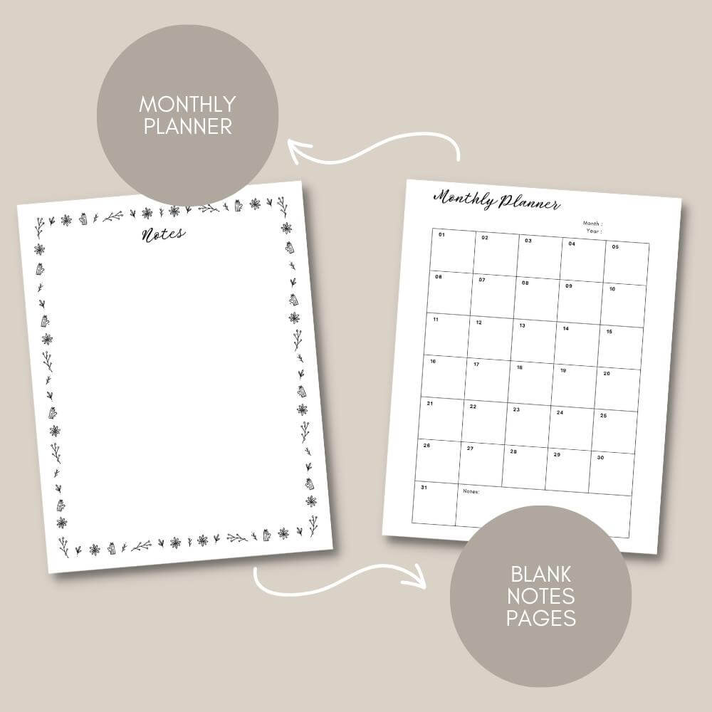 Spring Journal – 113 Page Black & White Printable