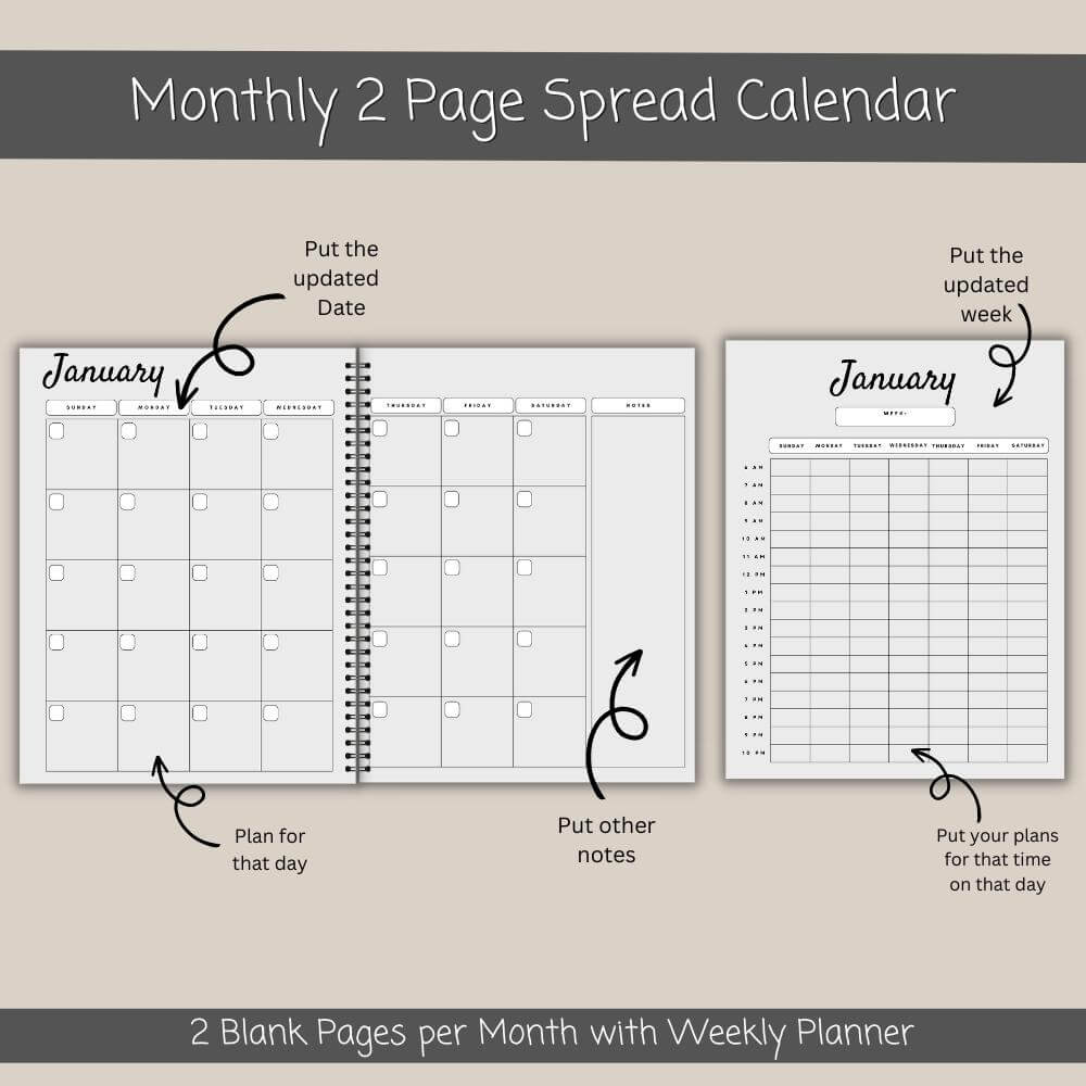 Spring Journal – 113 Page Black & White Printable