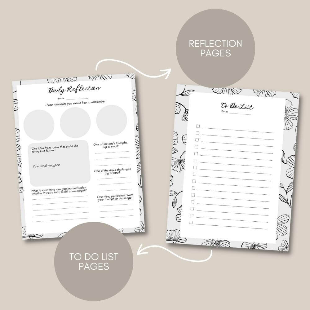 Spring Journal – 113 Page Black & White Printable