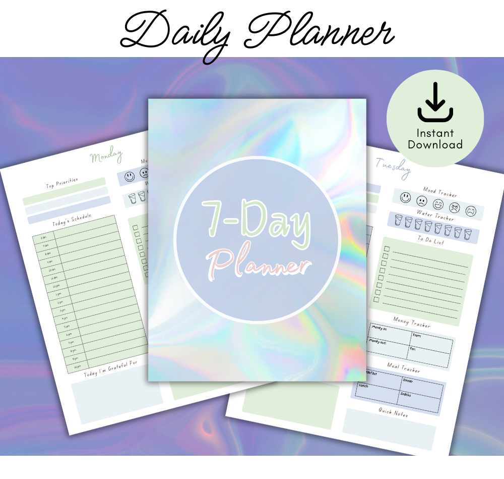 PLR Blue 7 Day Planner Pack | Editable Weekly Planner Templates