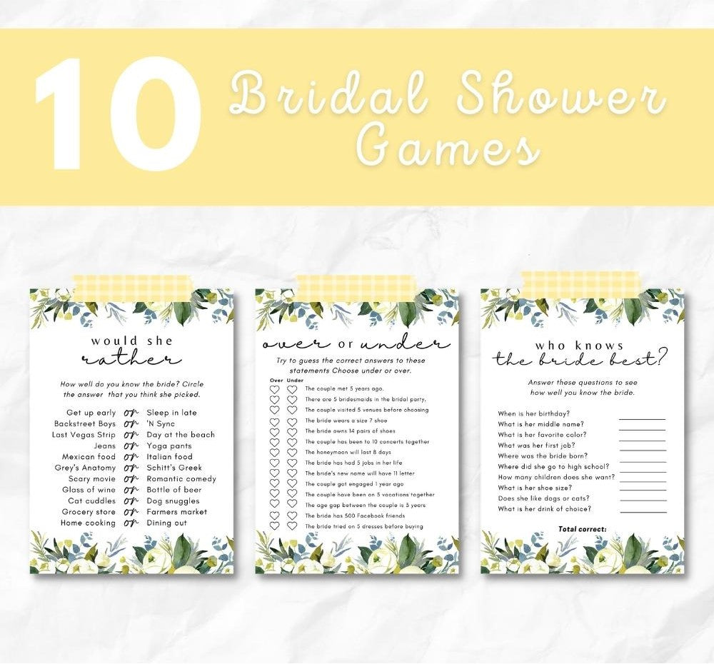 Blue Bridal Shower Games – Printable Party Pack