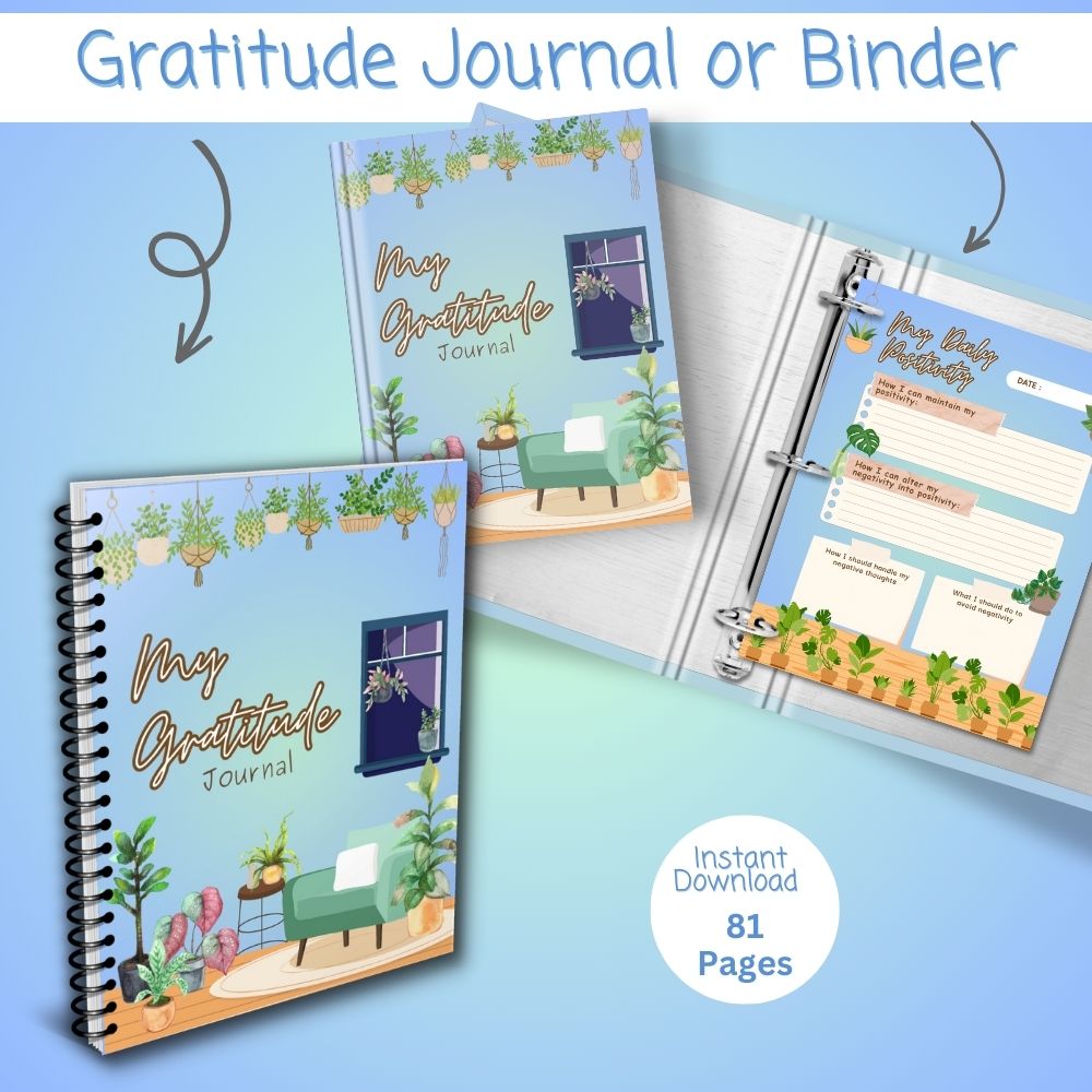 PLR Blue Gratitude Journal | Journals for positivity | My Store