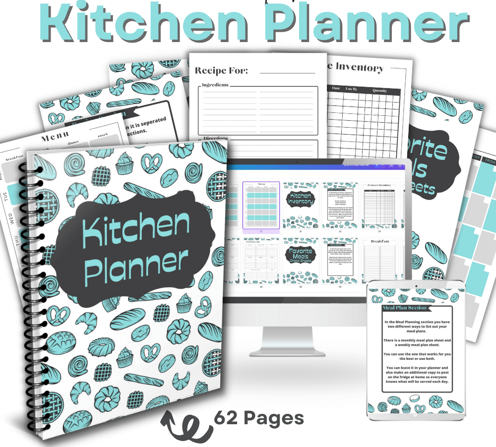 Blue Kitchen Planner | Organize Meals Groceries & Recipes