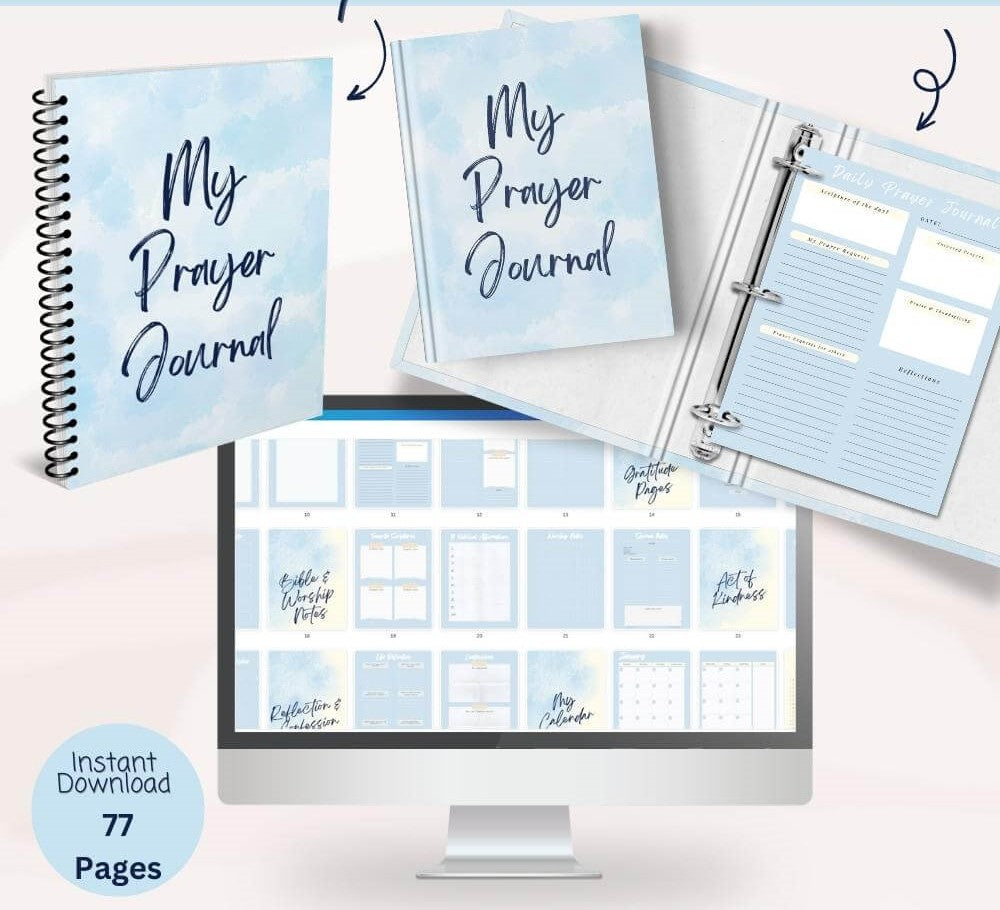 Blue Prayer Journal – Faith Planner Printable PLR