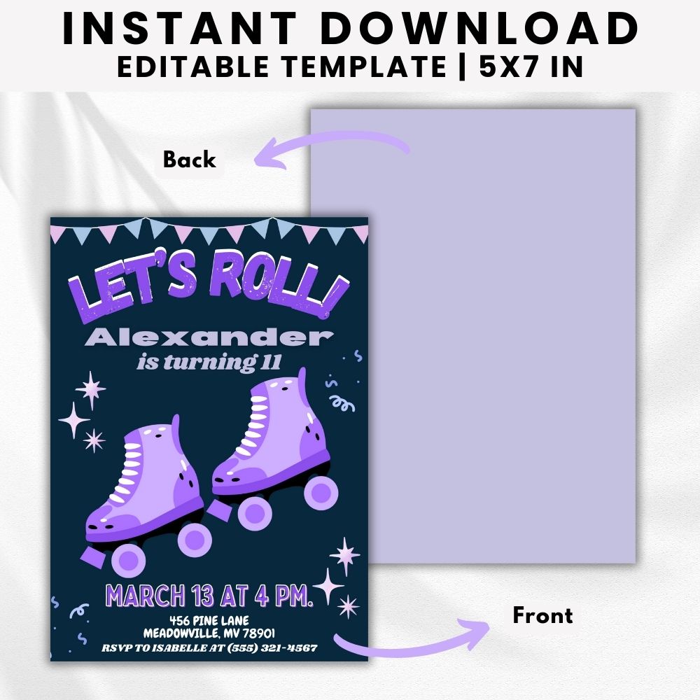 Boy Roller Skating Birthday Invitation Template