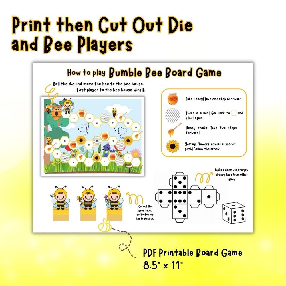 Bumble Bee Board Game – Printable Kids Party Fun