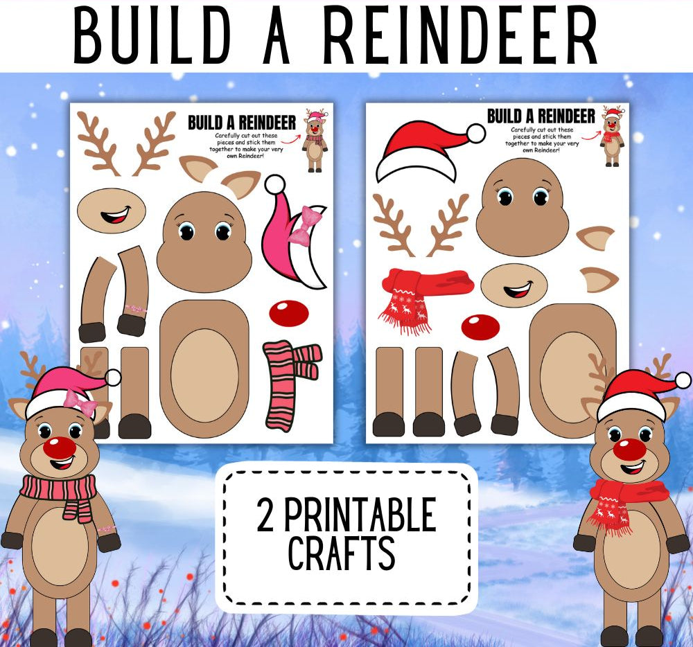 Build a Reindeer Printable Craft – Holiday Kids Activity