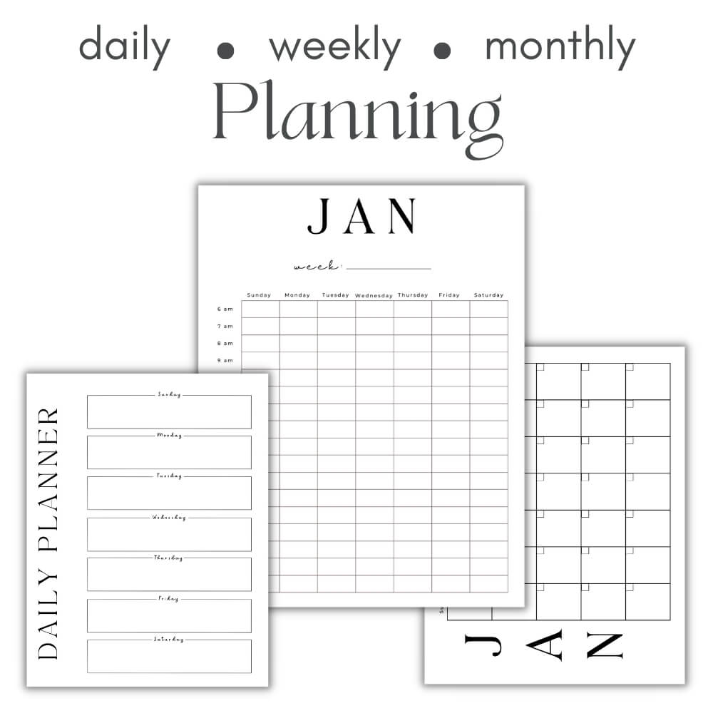 PLR Business Planner for Content Creators | Black & White Templates