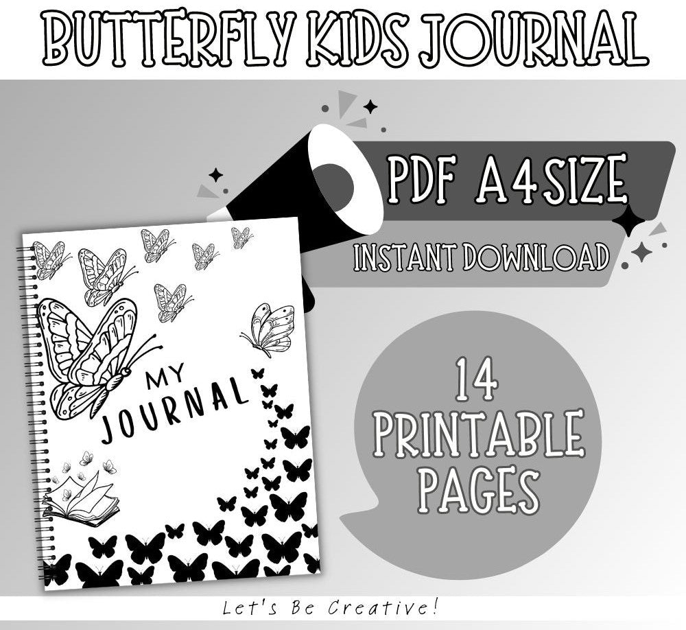 PLR Black and White Kids Butterfly Journal | Journals for kids | My Store