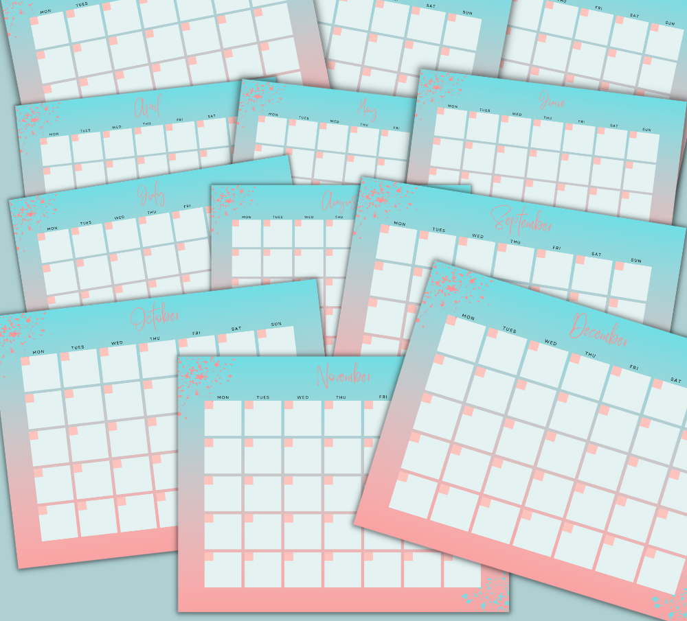 PLR Calendar (Aqua/Pink) | Calendars for daily planning and organization | My Store