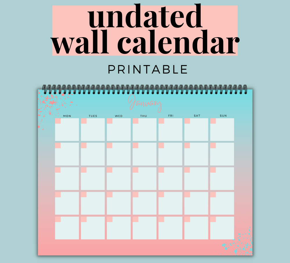 PLR Calendar (Aqua/Pink) | Calendars for daily planning and organization | My Store