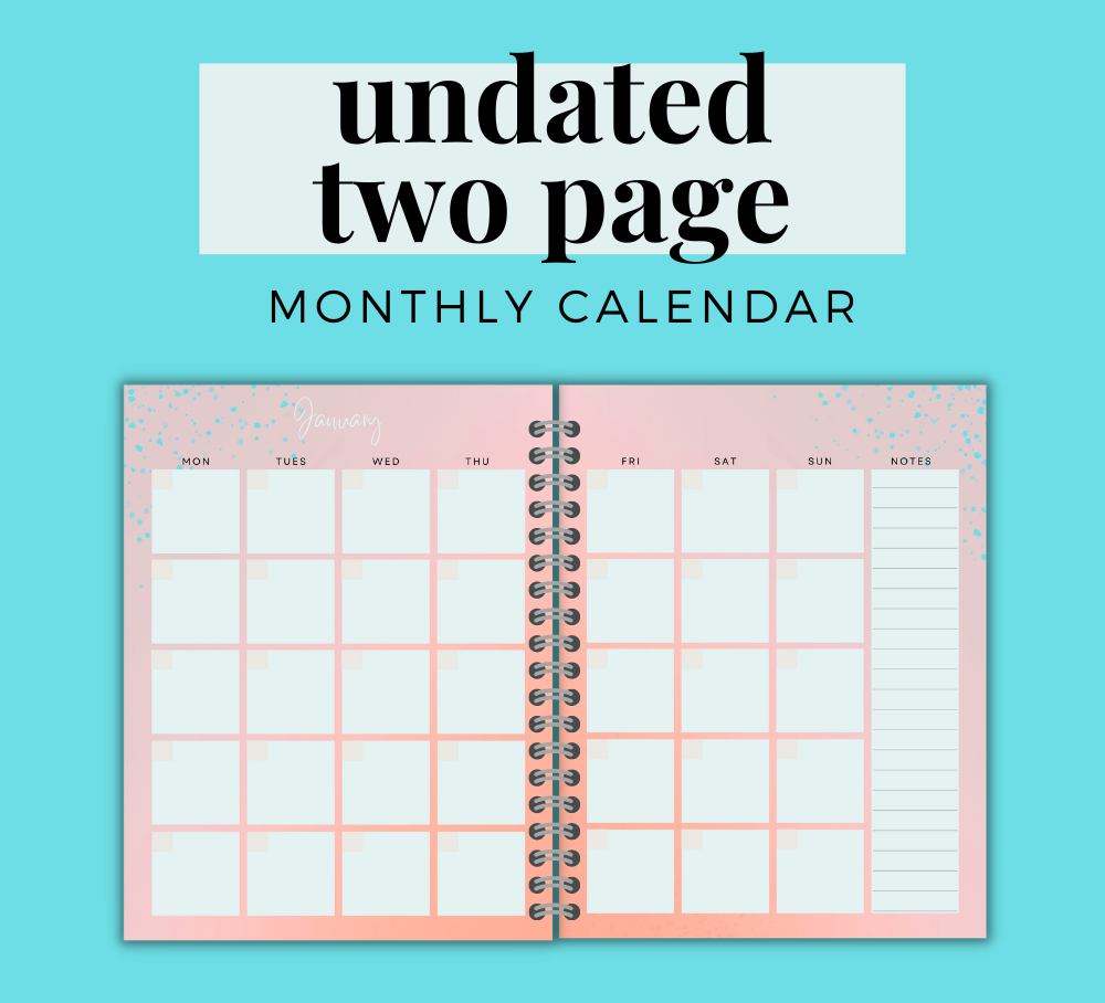 PLR 2-Page Undated Calendar (Peach) | Calendars for planning and organization | My Store