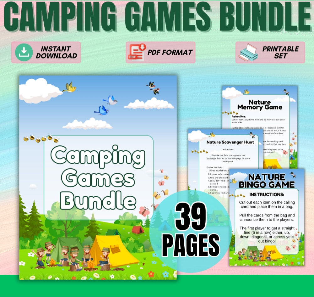 Camping Games Bundle – Printable Kids Activities
