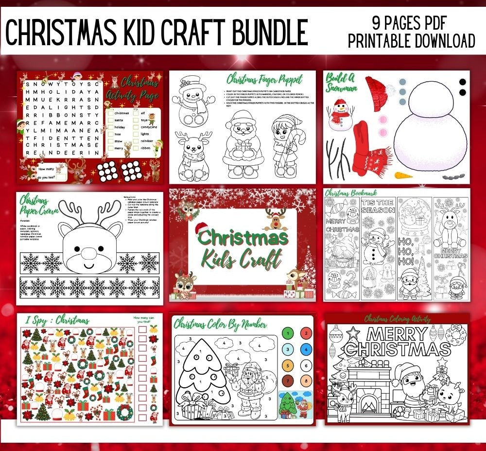 Christmas Kid Craft Bundle – 8 Printable Activities