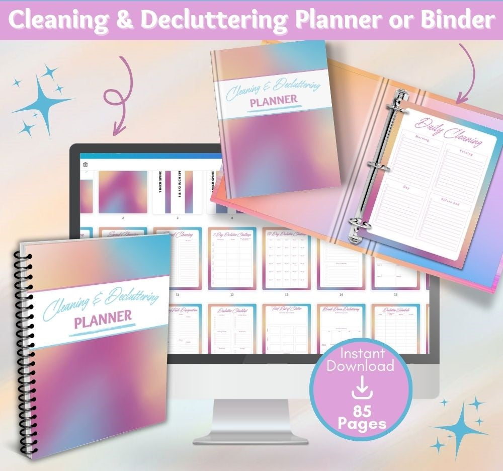 Colorful Cleaning & Decluttering Planner | Organize Home Easily