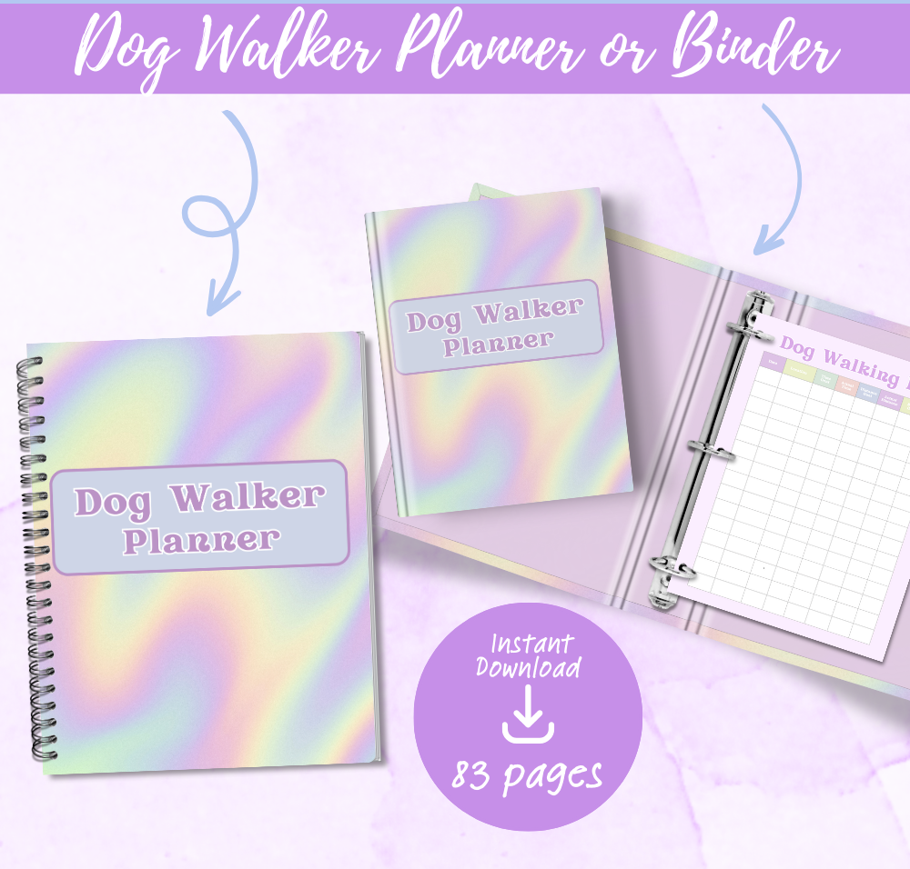 PLR Colorful Dog Walker Planner | Editable Pet Care Templates