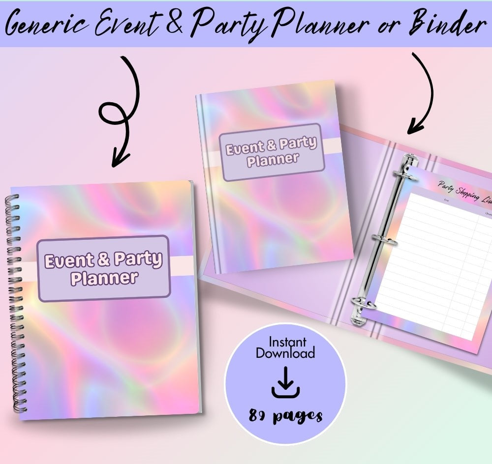 PLR Colorful Event & Party Planner | Editable Party Planning Templates
