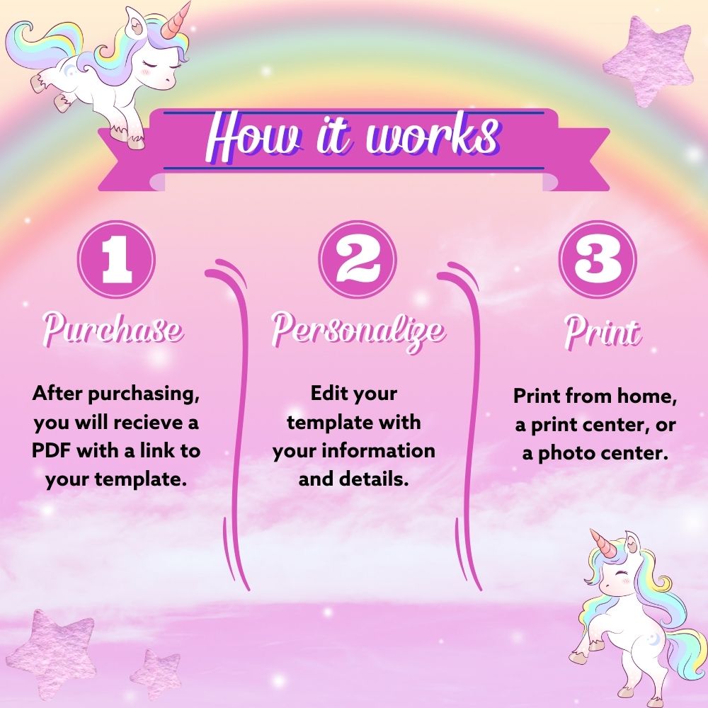 Colorful Unicorn Birthday Invitation