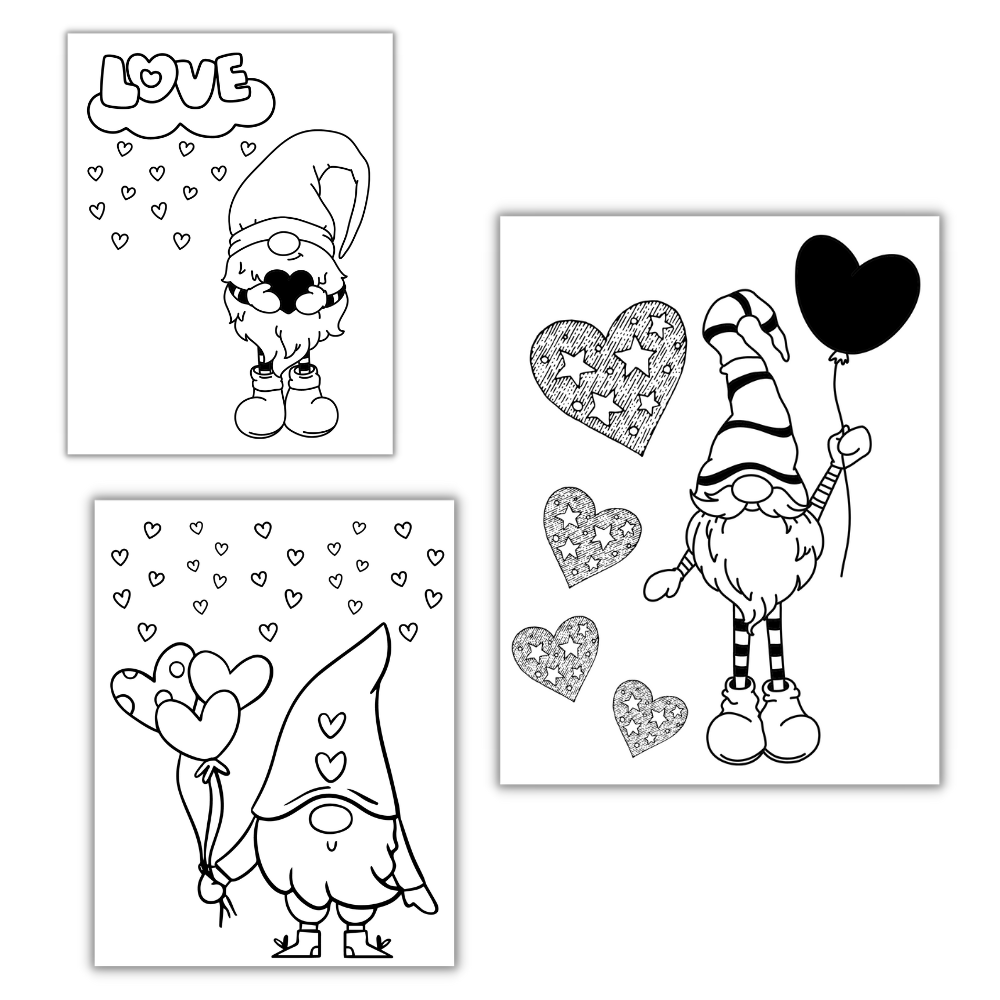 Gnome Valentine Coloring Pages – 12 Cute Printables