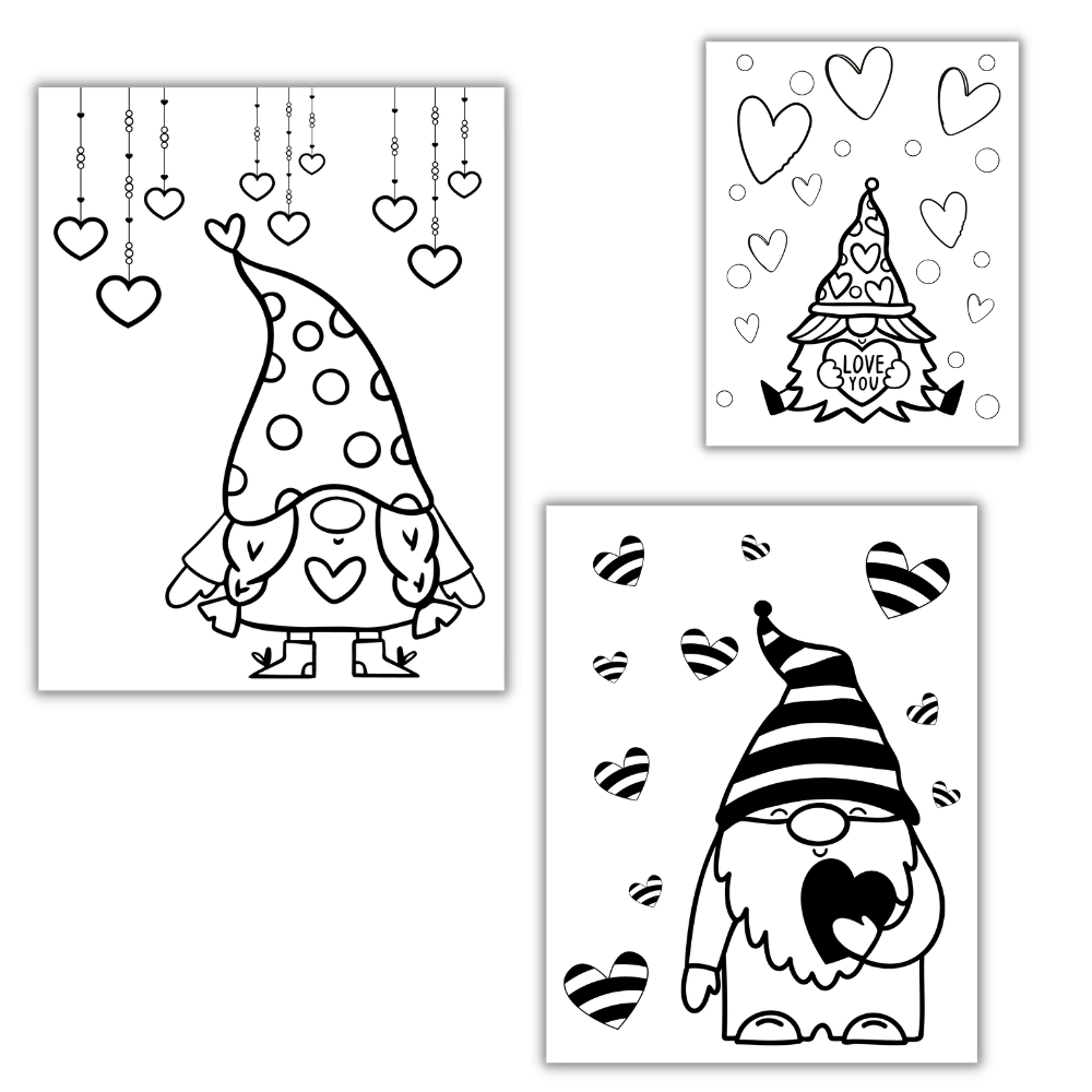 Gnome Valentine Coloring Pages – 12 Cute Printables