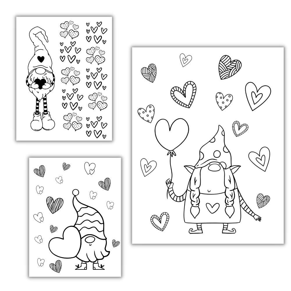 Gnome Valentine Coloring Pages – 12 Cute Printables