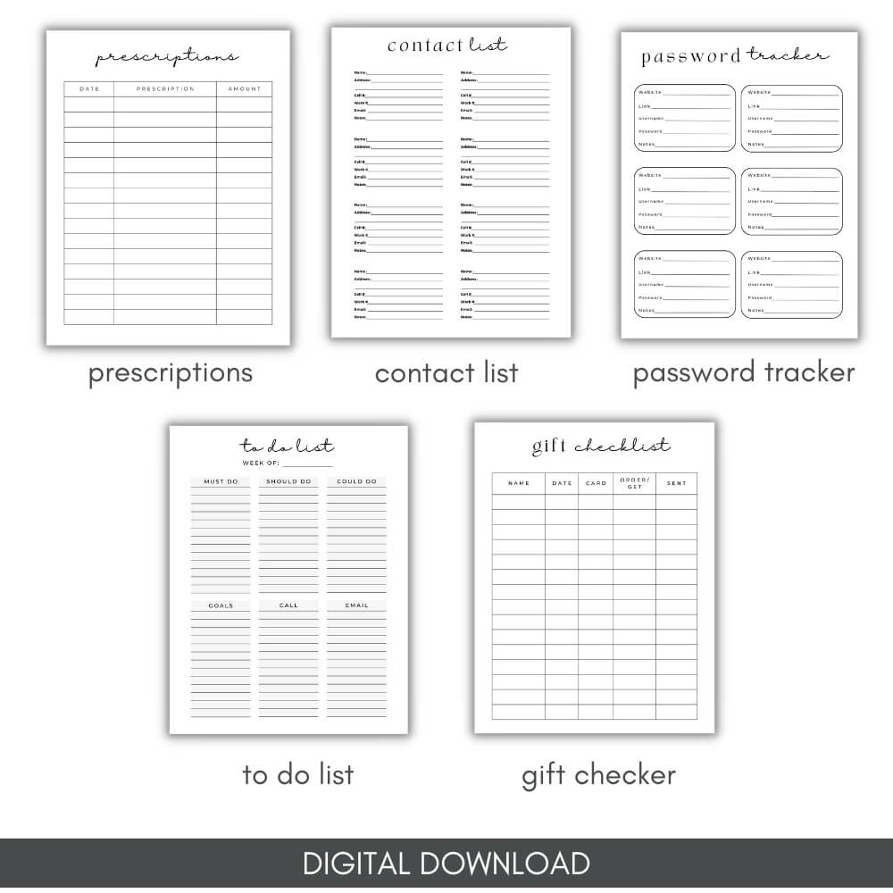 PLR Business Planner for Content Creators | Black & White Templates