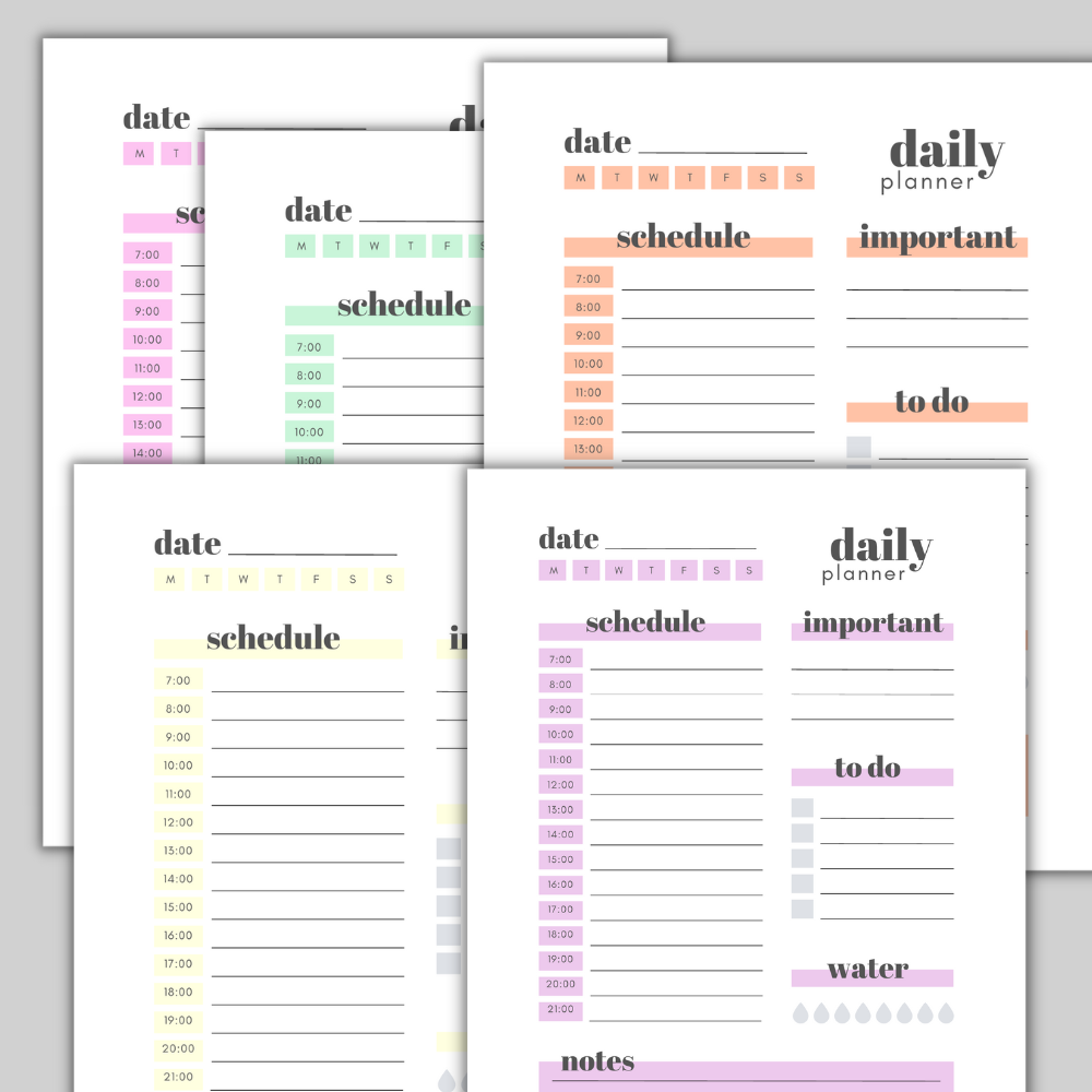 19 Hourly Daily Planner Pages