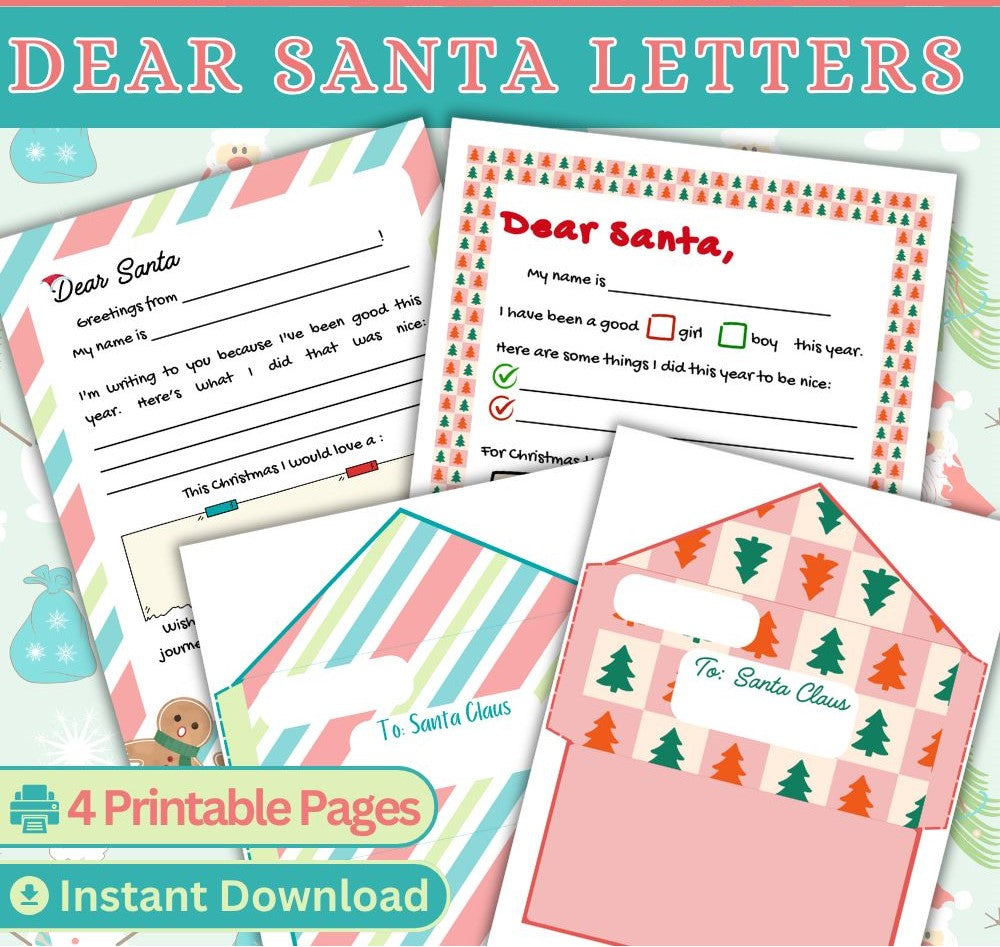 Dear Santa Printable Letters with Matching Envelopes