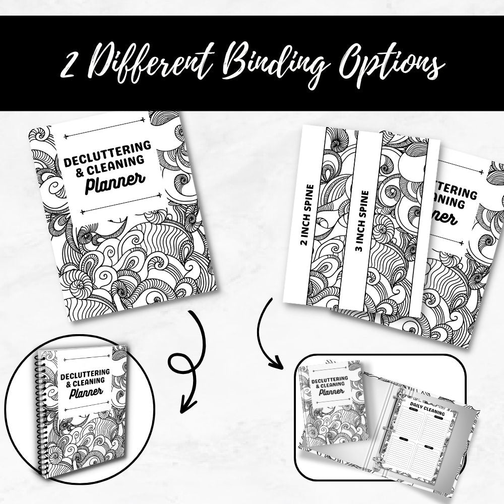 PLR Cleaning & Decluttering Planner | Black & White Templates