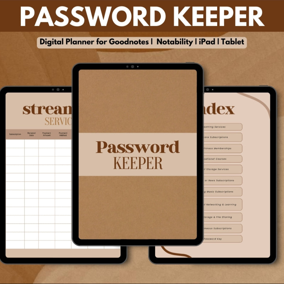 Digital Password Keeper Planner