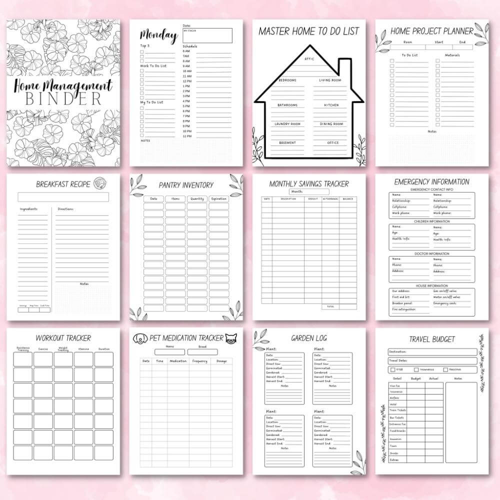 Home Management Planner & Binder | Organize Chores Budgets & Schedules