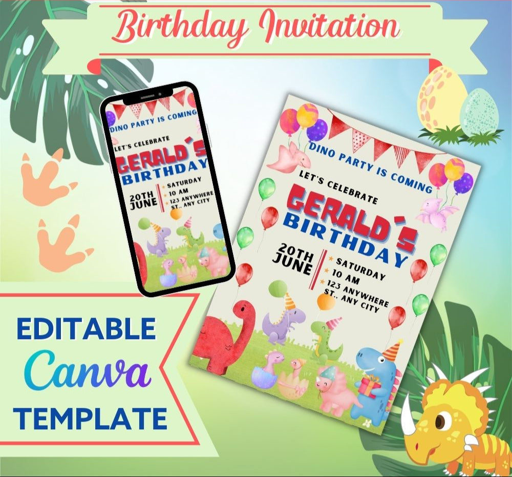 Dinosaur Birthday Invitation