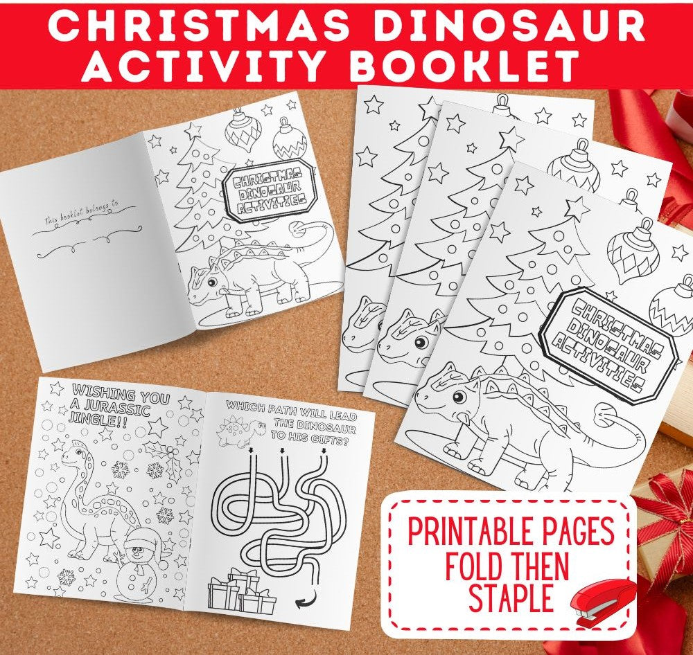 Dinosaur Christmas Activity Booklet – 14 Fun Pages