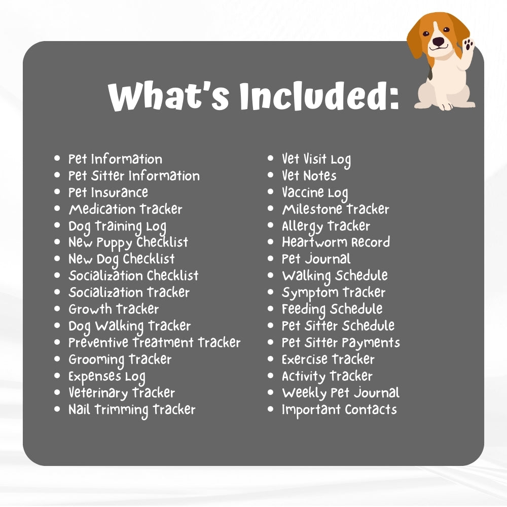 PLR Dog Care Planner | Black & White Editable Pet Organizer