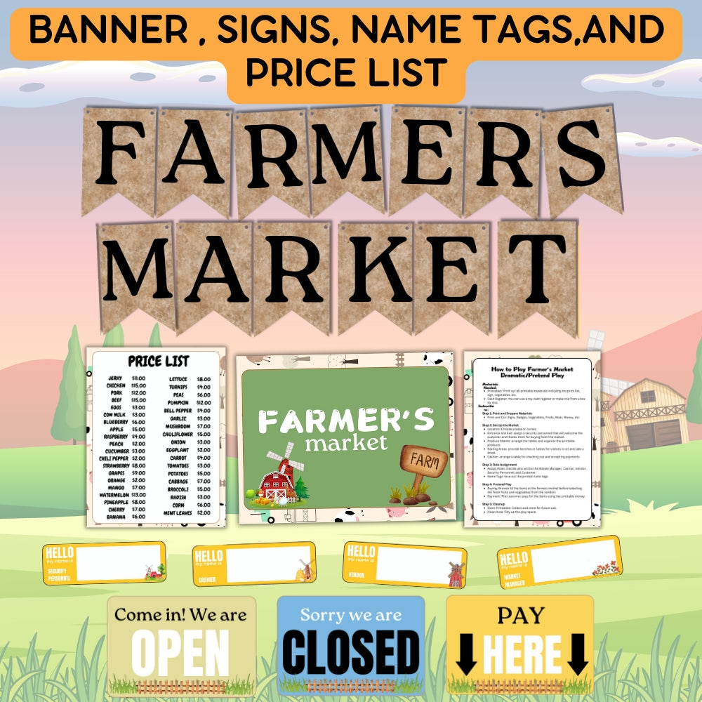 Farmers Market Pretend Play Printables – 74 Pages
