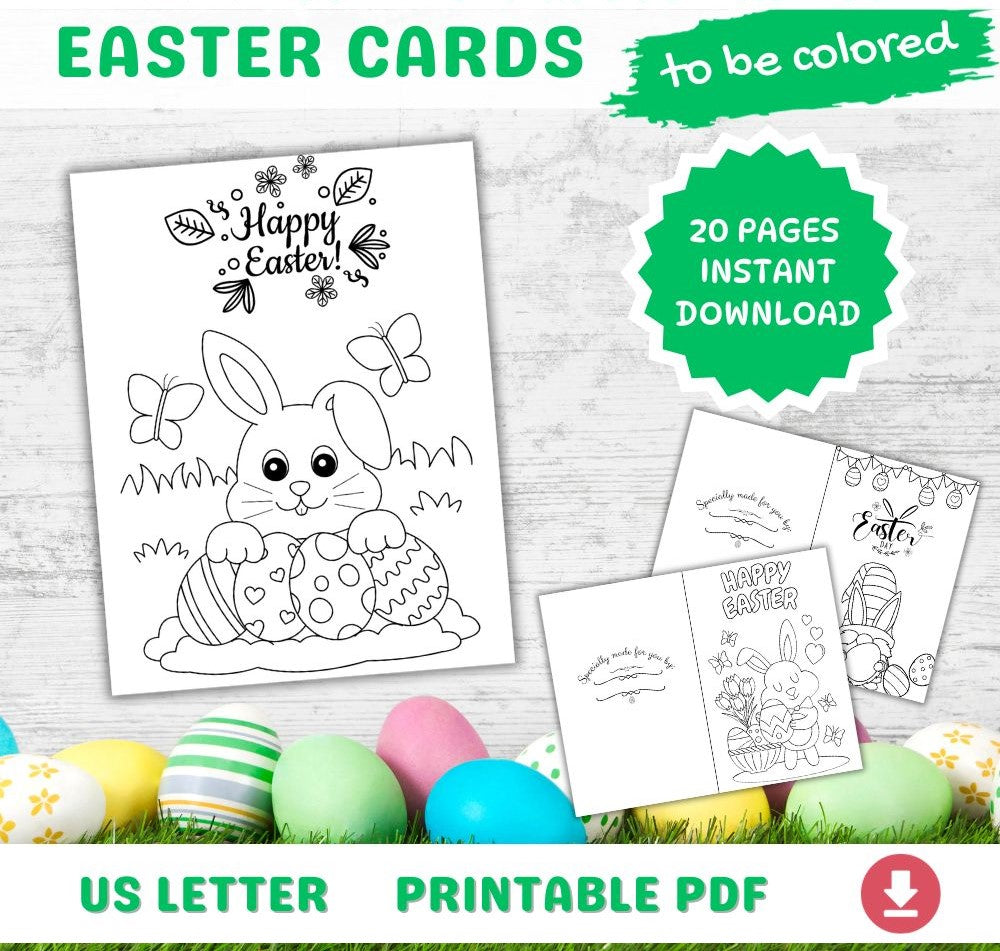 Easter Coloring Cards – 20 Printable DIY Designs