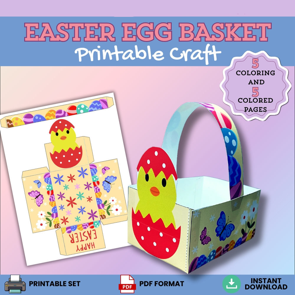 Easter Basket Printable Craft for Kids – 10 Designs
