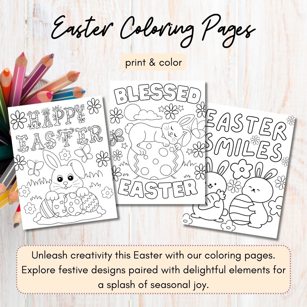 Easter Printable Set – Cards, Tags, Coloring & Wall Art